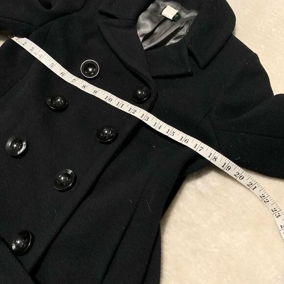 J CREW Womens Black Wool Blend Top Coat Sz 8 Petite Double Breasted Winter Heavy - Picture 3 of 7